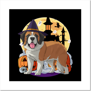 St. Bernard Happy Halloween Pumpkin Posters and Art